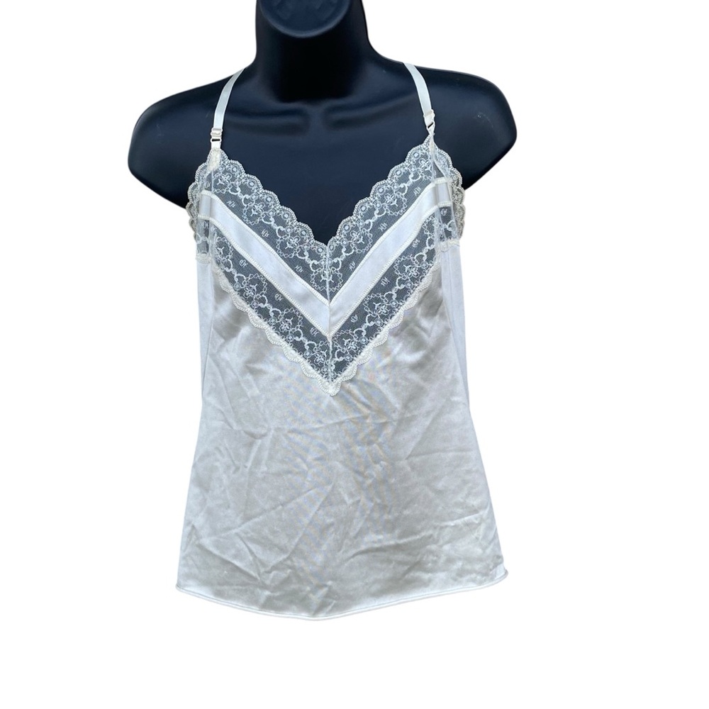 Vintage Vanity Fair Elegant Ivory Lace Trim Camisole Lingerie Top Size‎ 36